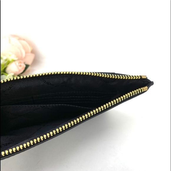 Michael Kors Ellis Clutch Leather Black Gold W - Picture 5 of 7